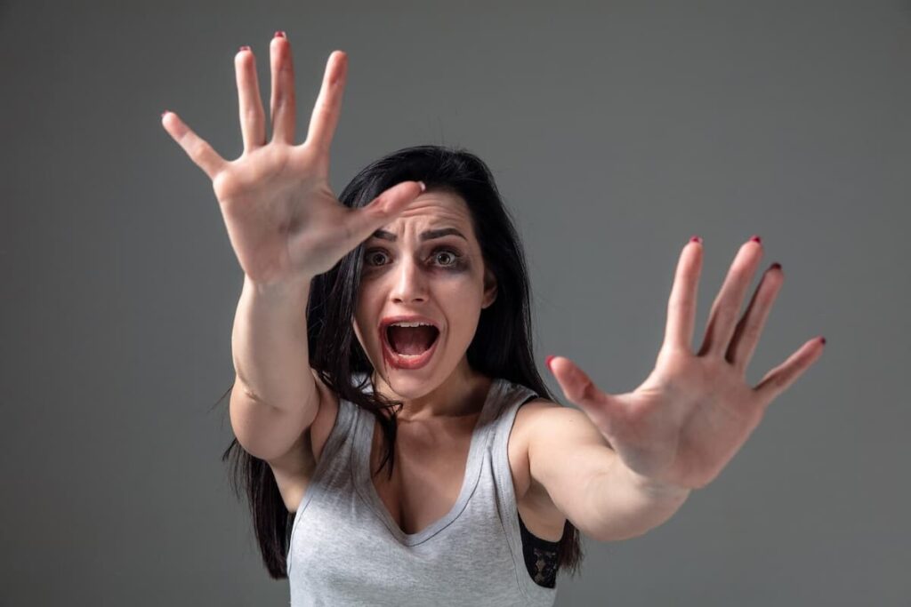 Woman fear domestic abuse violence