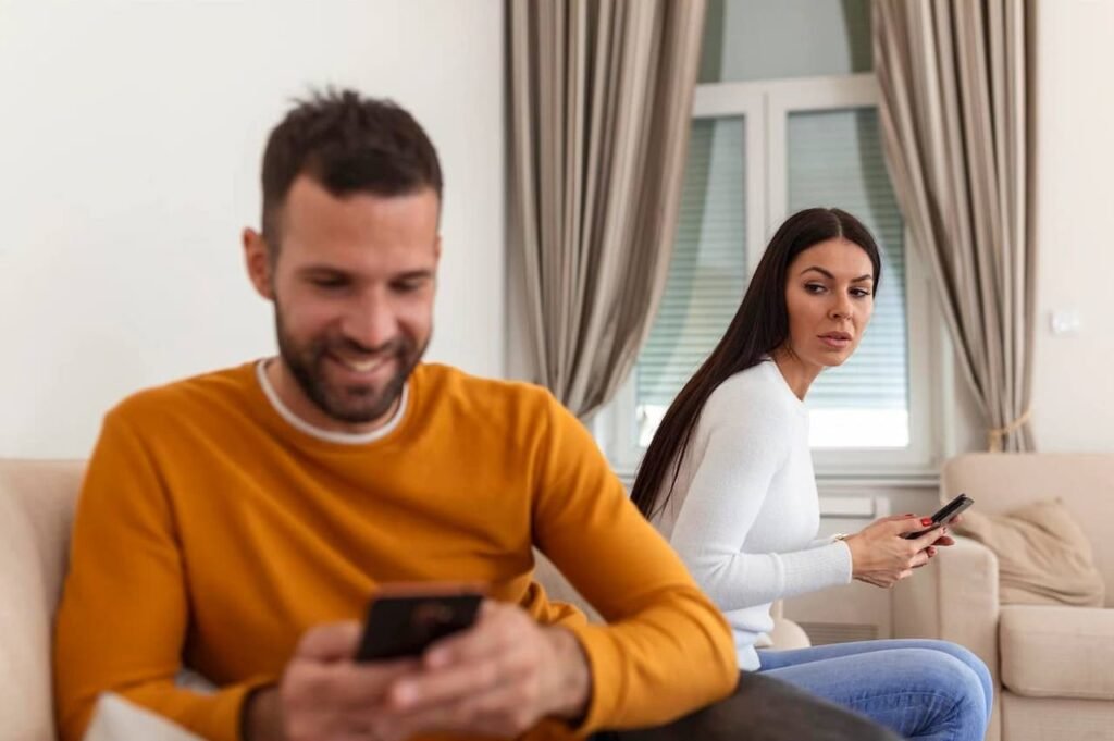 Couples fight due to social media addiction