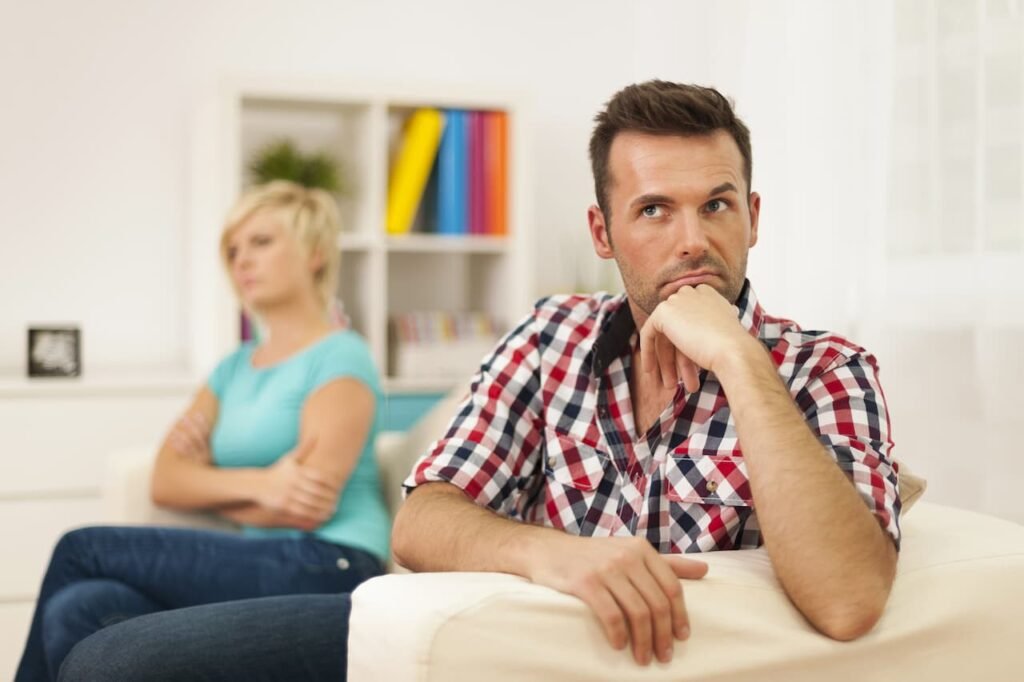 Unhappy couple have problems relationship